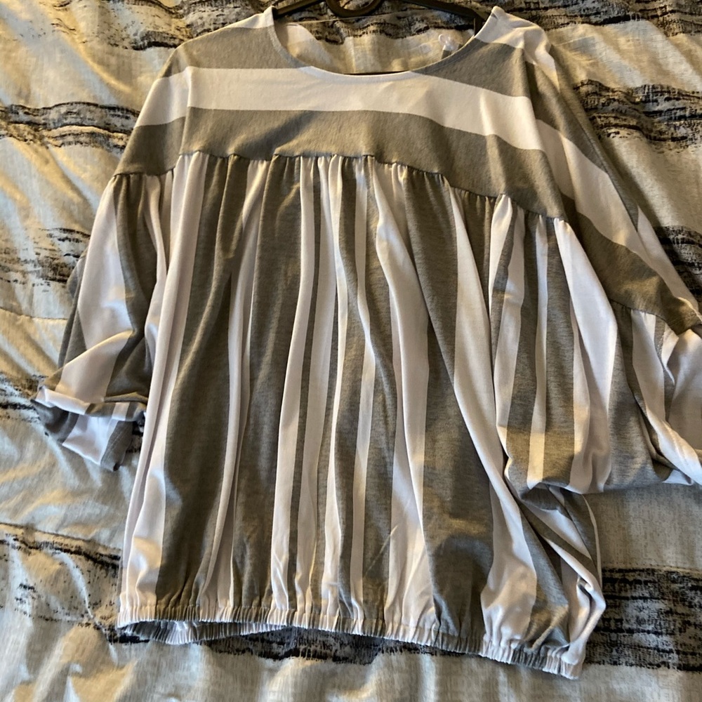 Grey and white stripped blouse